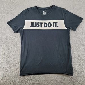 The Nike Tee Shirt Mens Large Black‎ Just Do It Spell Out Logo Athletic Cut